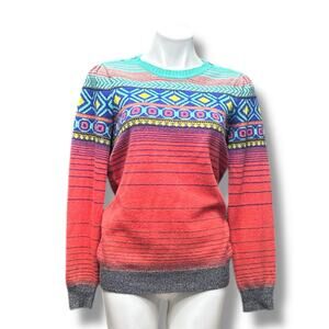 Neve Ski Sweater Size Small Colorful Merino Wool Lambswool Angora Pullover Snow